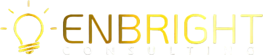 Logo of Enbright Consulting featuring a stylized sun on the left and the company's name in gold letters.